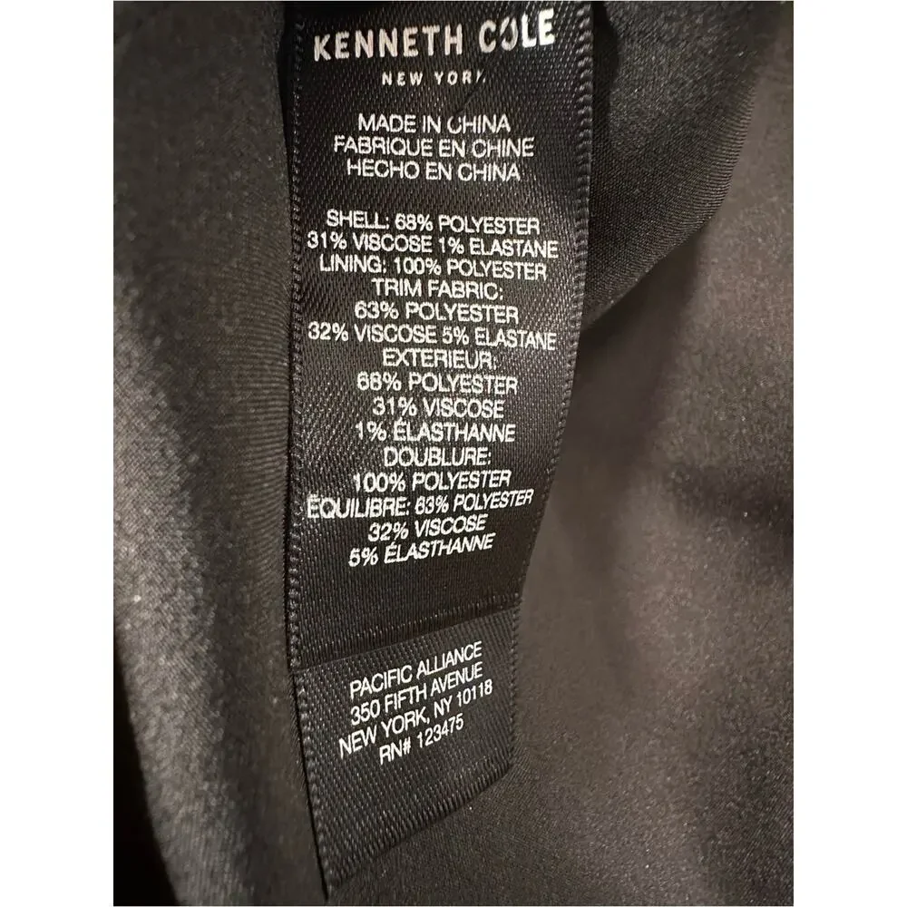 Kenneth Cole New York Glen Plaid Hooded Blazer Jacket Large Gray Black Stretch